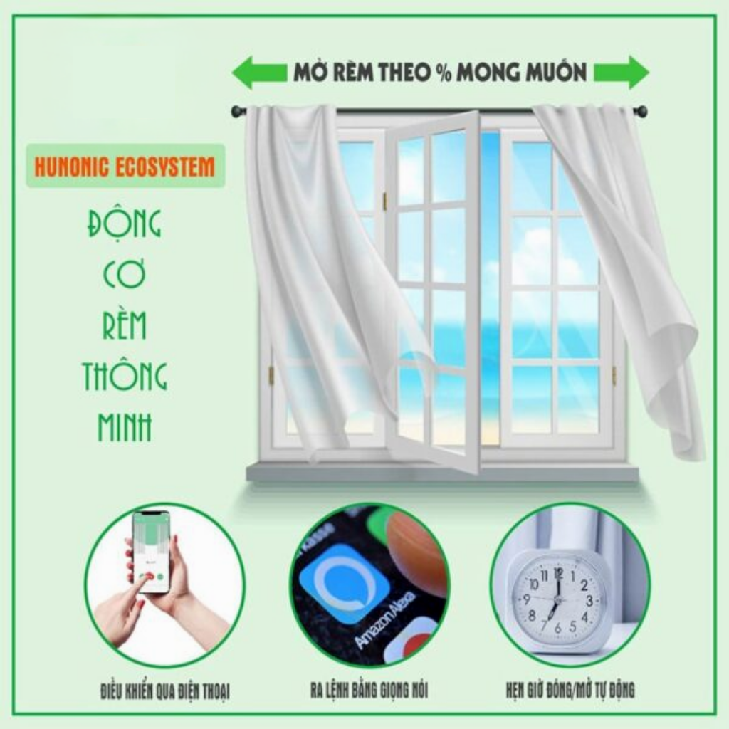 Động cơ rèm thông minh Hunonic Ecosystem| Điều khiển rèm từ xa qua điện thoại - Ảnh 4