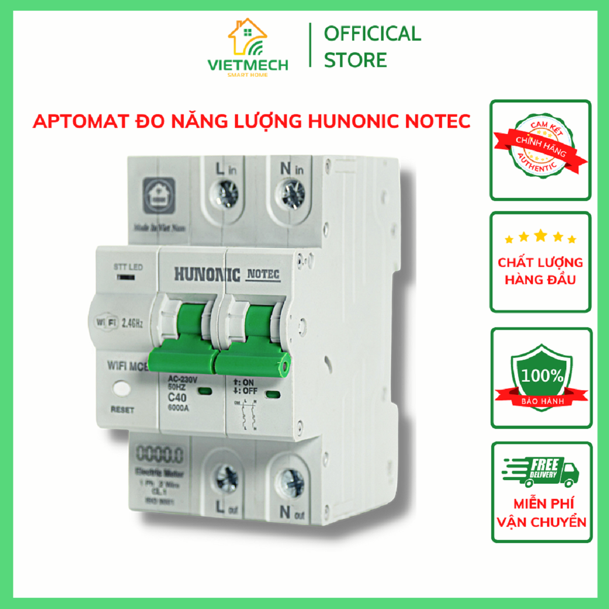 Aptomat Đo Năng Lượng Hunonic Notec