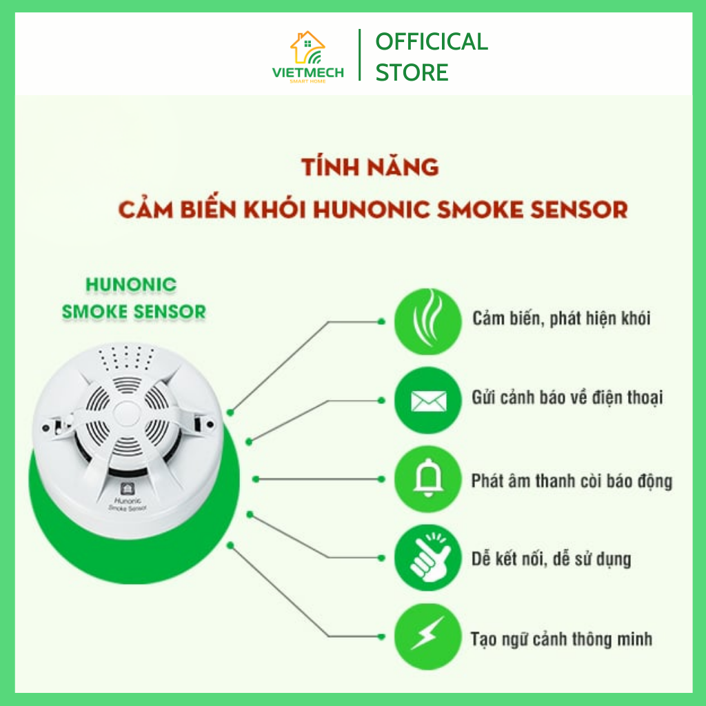 Bộ Cảm Biến Khói Hunonic Smoke Sensor - Ảnh 2