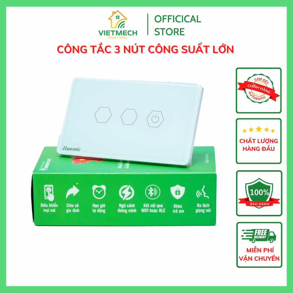 Công Tắc Wifi 3 Nút Liên Kết Nhà Vệ Sinh Thông Minh Datic