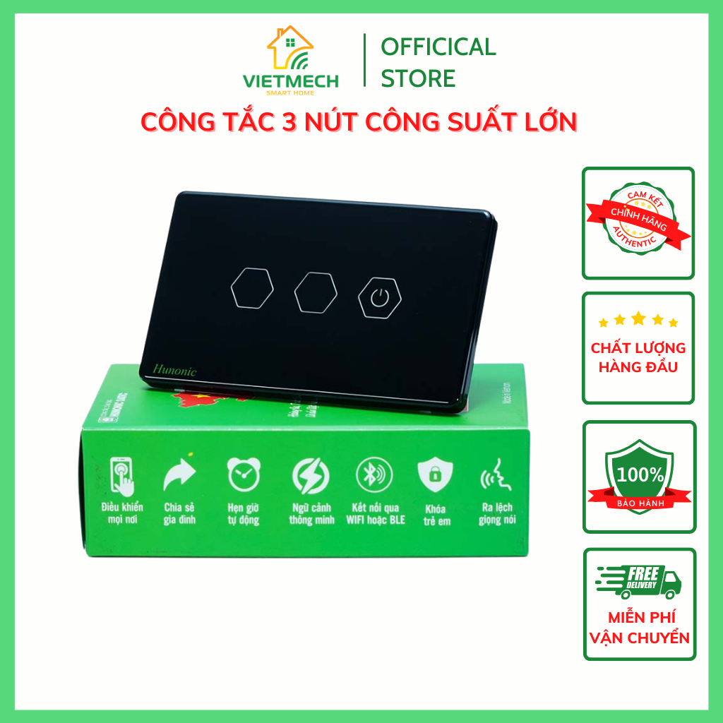 Công Tắc Wifi 3 Nút Liên Kết Nhà Vệ Sinh Thông Minh Datic - Ảnh 2