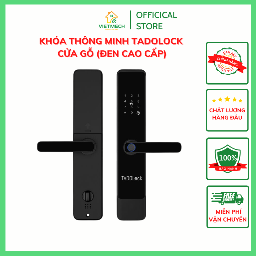 KHÓA THÔNG MINH TADOLock Cửa gỗ (Đen cao cấp)